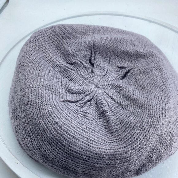 Dorfman Milano Scala Pronto Cable Knit Slouch Beret Hat Cap Purple Metallic - Picture 5 of 7